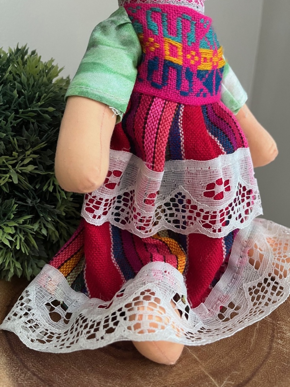 Frida Kahlo Cloth Boho Mexican Folk Art Doll Colourful Shelf Sitter - Picture 3 of 13